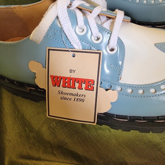 Vintage Gripfast Baby Blue Oxford Wingtip Unisex SZ 12 Women NWT Made In England - Picture 11 of 12